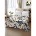 thumbnail image 2 of Blue Spring Floral Queen Size Flat Sheet, Wrinkleproof & Fadeproof Cooling Flat Bed Sheet Only, Vintage Botanical Farmhouse Breathable Soft Bedding Top Sheets 90 x 102 Inches, 2 of 8