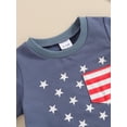 thumbnail image 6 of Suealasg 2Pcs Toddler Baby Boy 4th of July Clothes Set Short Sleeve Star Stripe Print Tops+ Shorts Set 0-24 Months Newborn Summer Independence Day Memorial Day Outfits, 6 of 8