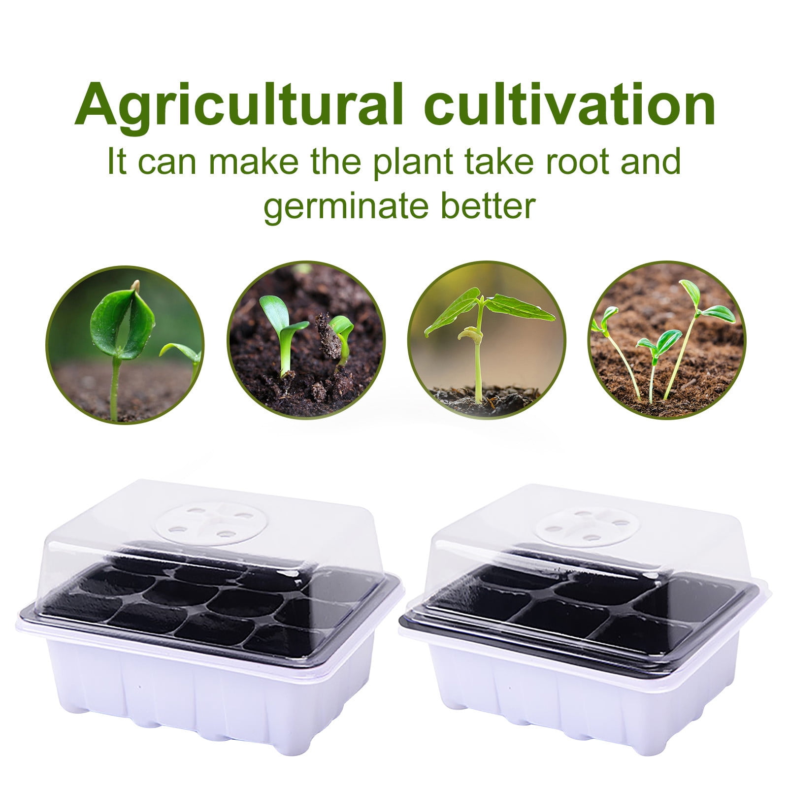 MUAXDA 5 Packs Seed Starter Tray, Seed Starter Kit, Plant Starter Kit, Mini Greenhouse Germination Kit for Seeds Growing Starting (6 Cells Per Tray)