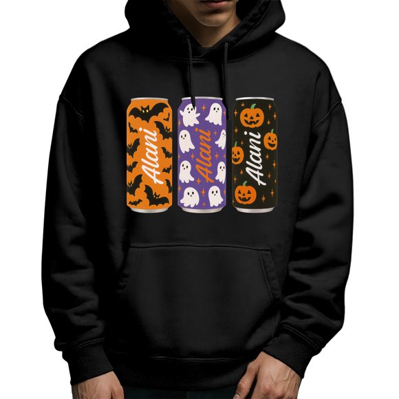 LUOGENLI Hoodies for Men Zip up Navy Blue Halloween Graphic Hooded Sweatshirt Long Sleeve Pullover with Print Casual Comfortable Soft Jacket for Fall Winter Black Size XXXL