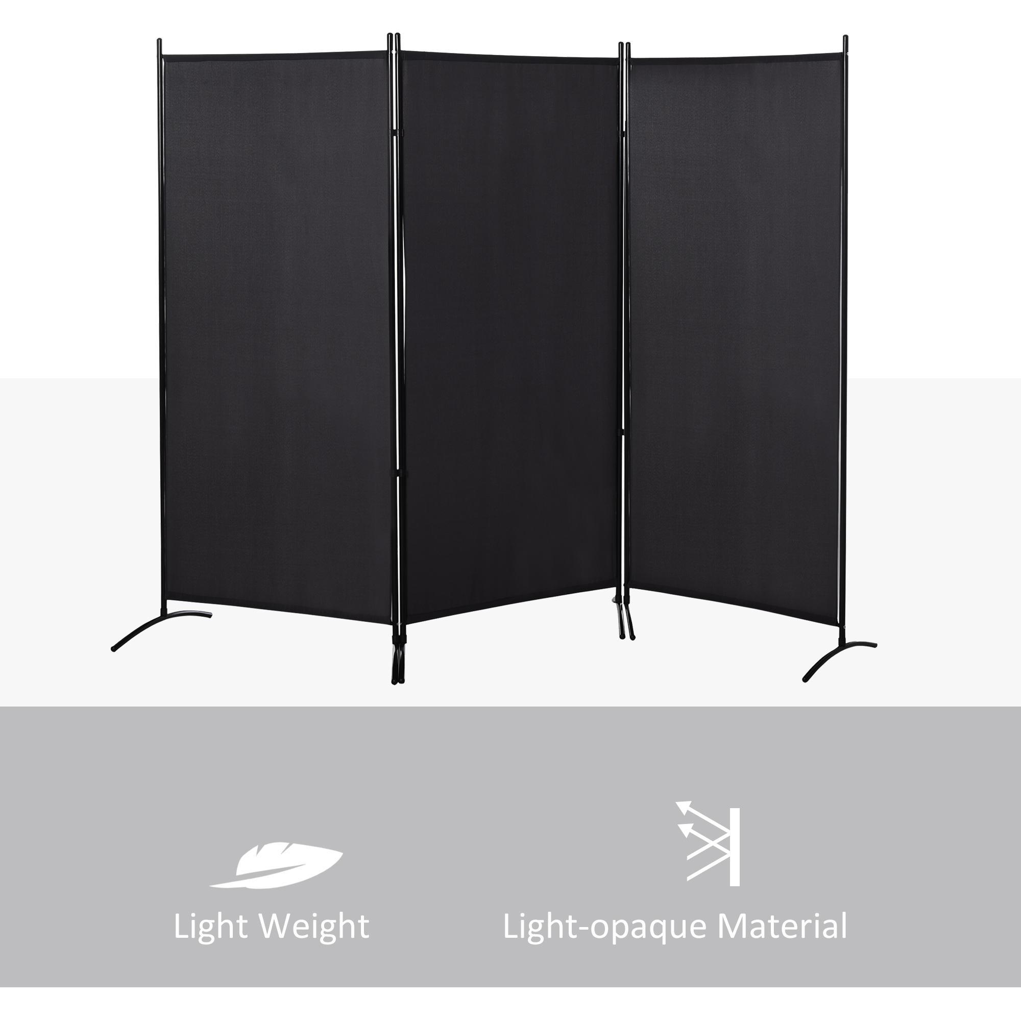 GVN Room Separation Divider,6' 3 Panel Room Divider, Indoor Privacy Screen for Home, Black