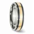 thumbnail image 4 of Titanium Grooved 14k Yellow Inlay 6mm Brushed and Antiqued Band, 4 of 7