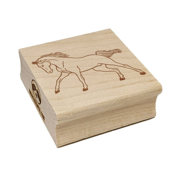 Wild Arabian Horse Square Rubber Stamp Stamping Scrapbooking Crafting - Small 1.25in