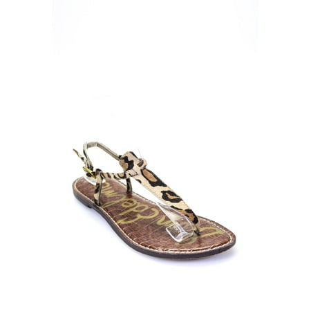 

Pre-owned|Sam Edelman Womens Leather T-Strap Sandals Brown Size 7.5
