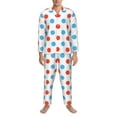 thumbnail image 3 of Salouo Red Blue Polka Dots Print Button-Front Long Sleeve Pajama Set for Men, Soft 2Pjs Men's Long Sleeve Sleepwear-X-Large, 3 of 7