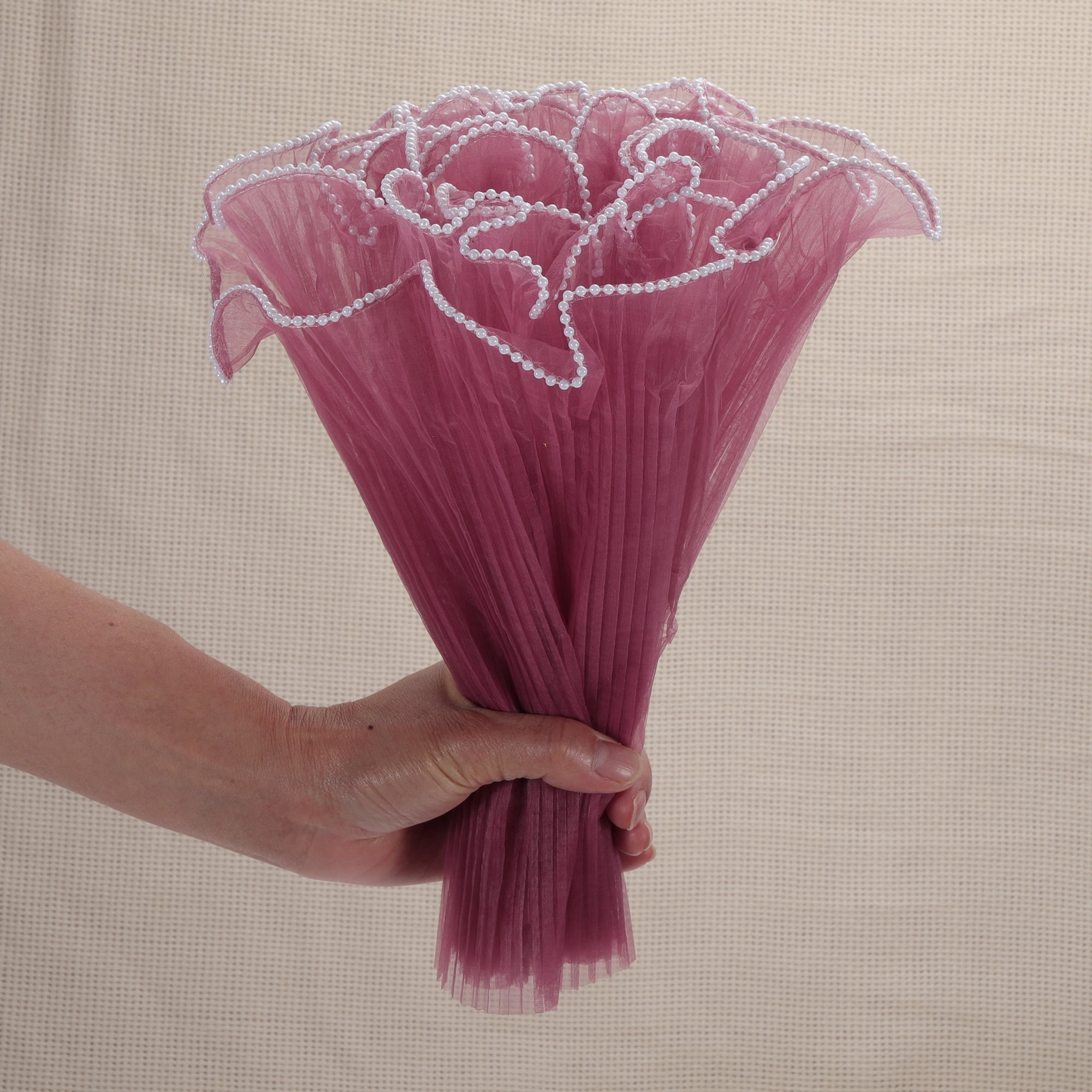Unique Bargains Faux Pearl Edge Flower Wrap Paper for All Occasions 1 Pc Purplish Red