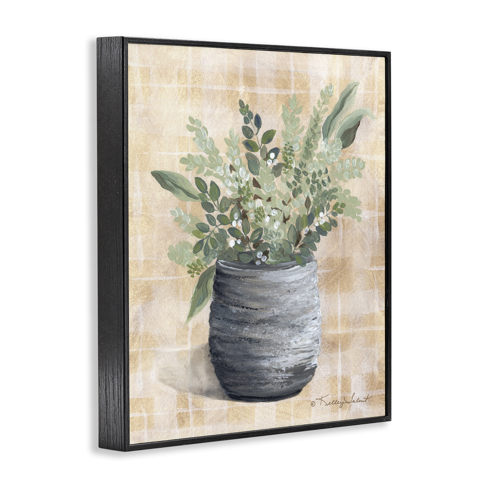 Stupell Industries Botanical Herbs Pottery Botanical & Floral Painting Black Framed Art Print Wall Art, 24 x 30
