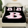 thumbnail image 3 of Erosebridal Initial B Letter Sheet Set Twin, Princess Bow Bedding Sets Twin Size, Pink Monogrammed Reversible Twin Sheet Sets, Microfiber Room Decor, 3-Piece, 3 of 7