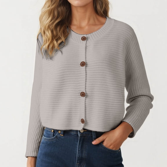 Womens Cardigan Knitted Button Down Lightweight Light Gray Cardigan Warm Sweaters Women Fall Clothes Fashion Clothing