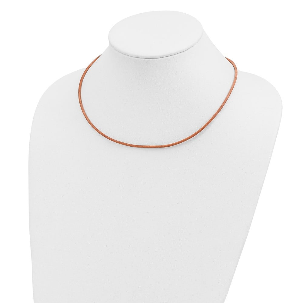 Auriga Fine Jewelry 14K Yellow Gold 2mm Natural Leather Cord Necklace 18inch for Women