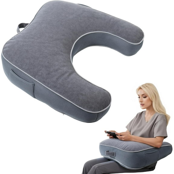 Reading Pillow for Gaming, Gaming Pillow for Lap, Side Sleeper Pillows for Adults, Arm Support Pillow for Adult Crocheting, Working or Sitting in Bed, Floor & Sofa (Grey)