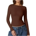 thumbnail image 1 of Dealovy Womens Long Sleeve Shirts Round Neck Slim Fitted Going out Tops Solid Color Basic Undershirts, 1 of 6