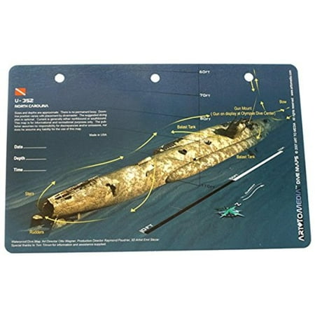 New Art to Media Underwater Waterproof 3D Dive Site Map - U352 off of North Carolina (8.5 x 5.5 Inches) (21.6 x 15cm),Walmartpletely Waterproof By Innovative