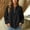 Black, variant on Women's Casual Half Zip Sweatshirts Long Sleeve Collared Pullover Jackets V Neck Solid Color Work Tops with Pockets