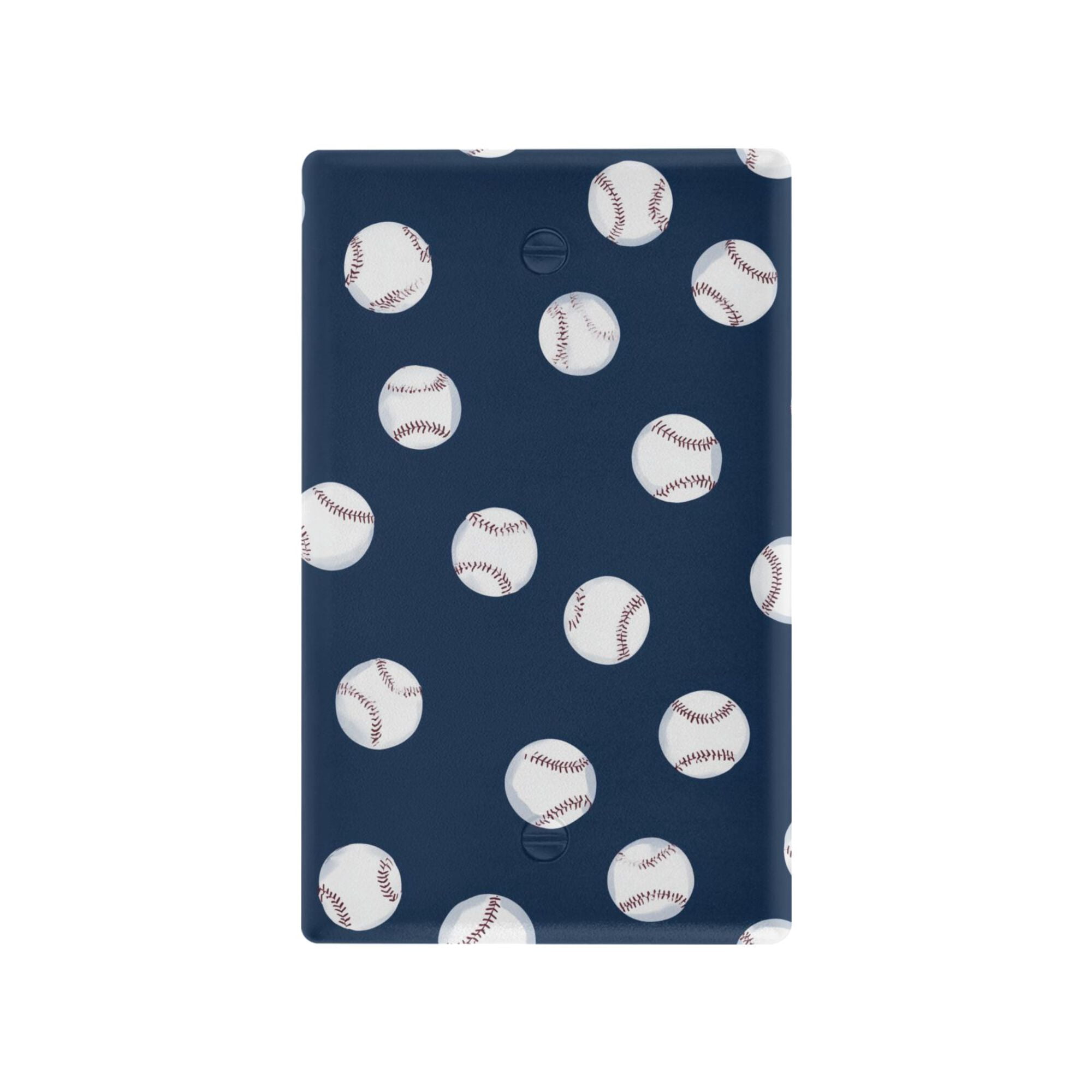 Yayeee Blank Wall Plate Cover 1-Gang 4.5"x2.7" Home Unused Decorative Outlet, Navy Blue Baseball Pattern