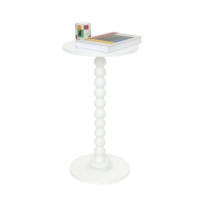 Mesa auxiliar Fultyle, mesa redonda pequeña para bebidas, blanca, para espacios