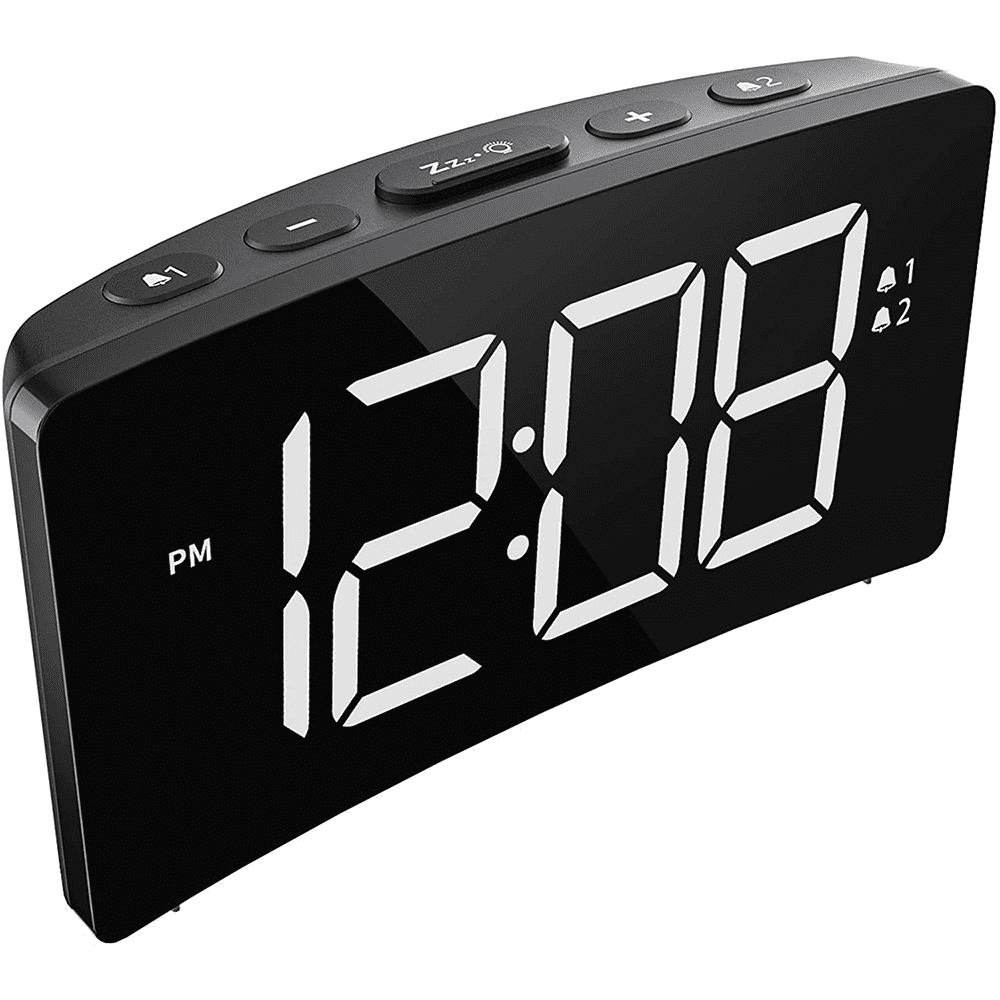 Digital Alarm Clocks Bedside Mains Powered LED Clock with Curved Z 5" G9E2 