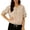 #261-Khaki, variant on Wowcloth Women's Linen-Cotton Blend Short Sleeve Blouse, Round Neck and Pockets for Casual Daily Wear