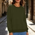 thumbnail image 5 of ClodeEU Women's Crew Neck Long Sleeve Sweatshirt,Casual Loose Fit Pullover Top Army Green,Women's Plus L, 5 of 9
