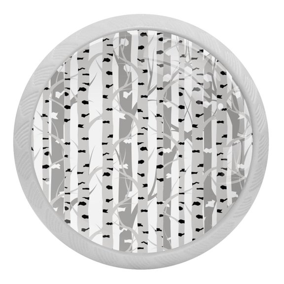 4PCS Round Birch Tree Cabinet Fluorescence Knob Glowing in the Dark Furniture Drawer Pulls Handle with Screws