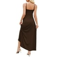 thumbnail image 3 of Jinhomg Womens Sleeveless Maxi Dress Elegant Spaghetti Strap Ruched V-Neck Dresses formal Backless Cocktail Party Wedding Guest Dress Brown L, 3 of 8