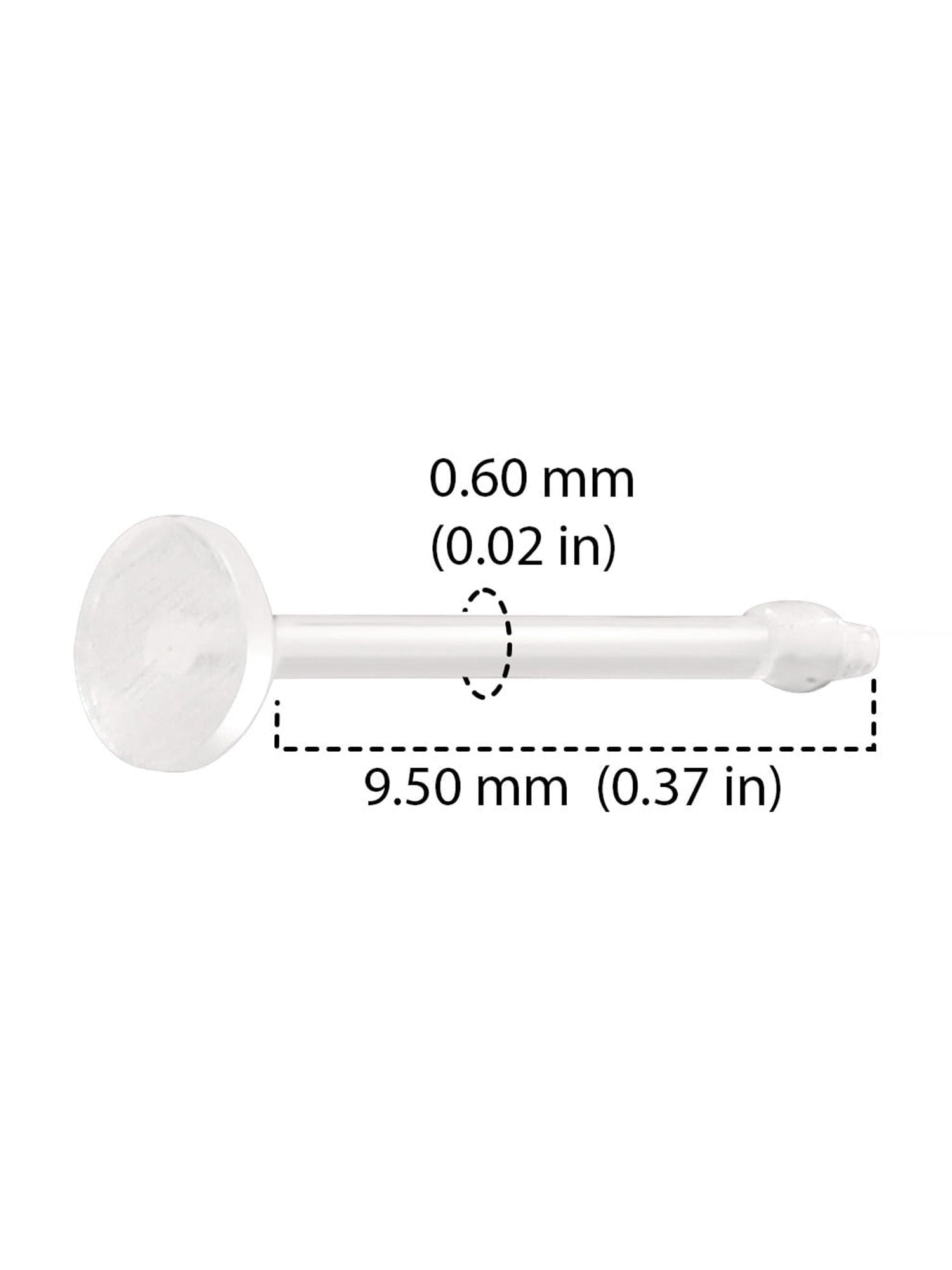 Women's 22-Gauge Clear Surgical Plastic Nose Retainer 6-Pack, Body Jewelry