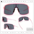thumbnail image 2 of Classic Mens Oversized Shield Wrap Around MTB Sport Plastic Sunglasses Pink - Black, 2 of 8