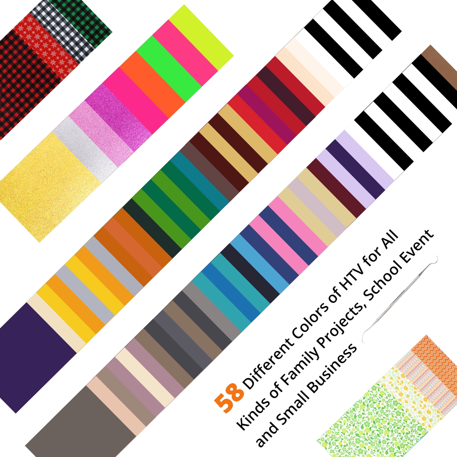 HTVRONT 90 Sheets 12" x 10" HTV Heat Transfer Vinyl Bundles Iron on for T-Shirts, Easy Transfers