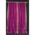 thumbnail image 3 of Tie Top Sheer Sari Curtains 80"W X 108"L matching tiebacks- Handcrafted Violet Red Indian Drapes Unlined for light & airy ambience Perfect for Living/Bedroom/Dining Room Sold in Pairs, 3 of 6