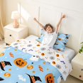 thumbnail image 3 of Homewish Spooky Halloween Twin Duvet Cover,Witch Hat Skull Pumpkin Candy Spider Pattern Twin Bedding,Baby Blue,Halloween Reversible,2-Piece,1 Duvet Cover and 1 Pillowcase, 3 of 6