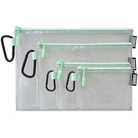 Air Production Multi-Size Clear Zipper Pouch (4-Pack) - Cable Organizer & Travel Gear Bag for Electronics Camera Accessories Tool Pouch & Small Tech Storage (Mint Green)