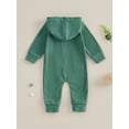 thumbnail image 4 of Suealasg Infant Baby Boys Girls Autumn Clothes Long Sleeve Oblique Zipper Hooded Romper Full Length Jumpsuits Bodysuit 0-18 Months, 4 of 7