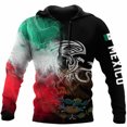 thumbnail image 3 of Sudadera con capucha con estampado 3D de la bandera de México y emblema nacional para hombre, sudadera de manga larga con estampado mexicano azteca, ropa de calle, 3 of 5