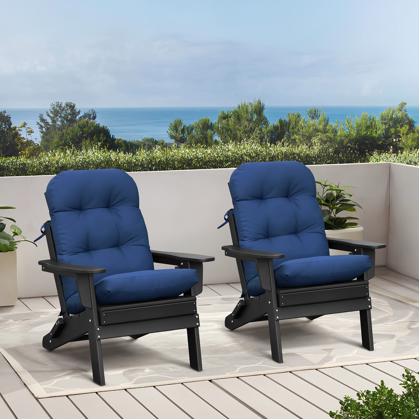 ATR ART to REAL 2 PCS Waterproof Patio Adirondack Chair Cushions,Outdoor Rocking Chair Cushions,Navy Blue
