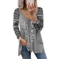 thumbnail image 4 of Blouse Décontractée à Col en V Imprimée Manches Longues pour Femmes, 4 of 6
