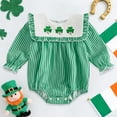thumbnail image 2 of Staki Newborn Baby Boy Girl St. Patrick's Day Outfit Clover Sweatshirt Romper Oversized Long Sleeve Romper Top St Patricks Day Baby Girl Jumpsuits 0-18M(Green,0-3 Months), 2 of 8