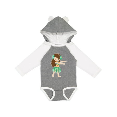 

Inktastic Brown Haired Hula Girl Girls Long Sleeve Baby Bodysuit