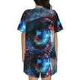 thumbnail image 4 of Womens Pajama Sets With Pocket, Modern Colorful Eyes Lounge Sets Short Sleeve Sleepwear PJ Sets for Women, 4 of 6