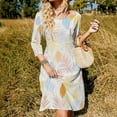 thumbnail image 3 of Pastel Leaves Tropical Floral Pattern Dress Summer Dresses Woman Street Style Big Size Casual Dress, 3 of 9