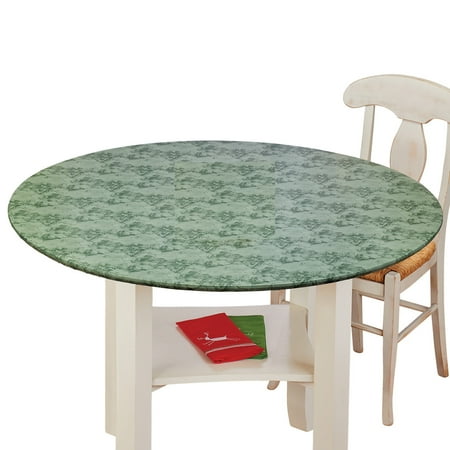 Fitted Elastic Round Tablecloth Marble Pattern With No Slip Vinyl Fitted Elastic Round Tablecloth Marble