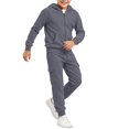 thumbnail image 2 of Girls Boys 2 Piece Sweatsuits Kids' Sweatsuit Set Solid Color Long Sleeve Zip Up Hooded Sweatshirt & Cargo Sweatpants Set,Gray,150, 2 of 7