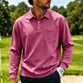 thumbnail image 2 of GrmtClth Polo Shirts for Men Long Sleeve Collared Button Placket With Chest Pocket Lightweight Leisure Outdoor Pullover Tops Hot Pink XL, 2 of 7