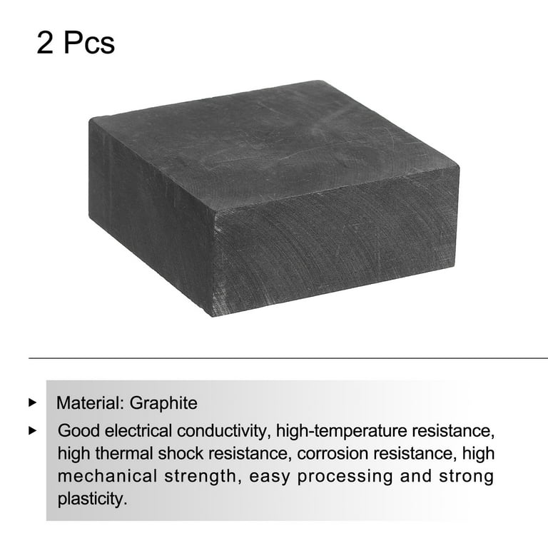 Graphite Block Ingot Rectangle Graphite Electrode Plate 50x50x20mm for Melting Casting, Electrolysis, Pack of 2, Black