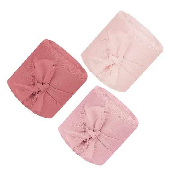 HEMOTON 3 Rolls of Chiffon Ribbon for Floral Bouquets and Bridal Showers Decorative Wrapping Paper for Holiday Crafts and Decorations