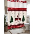 thumbnail image 4 of Ethnic Winter Deer Christmas Trees No Hooks Shower Curtain with Snap in Fabric Liner Set, Winter Snowflake on Linen Shower Curtains Waterproof Bathroom Curtain with See Through Top Window, 72x72 Inch, 4 of 6
