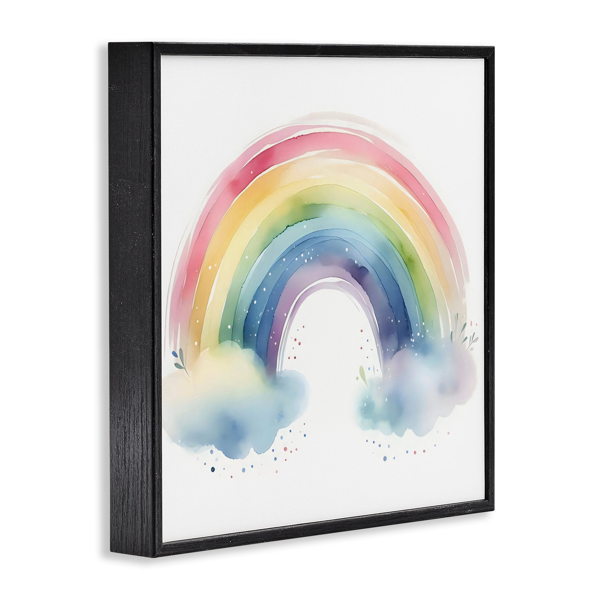 Stupell Industries Soft Rainbow with Clouds Black Framed Giclee Art, design by Creative Studio