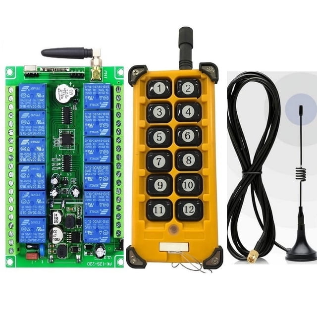 3000M Industrial DC 12/24/36/48 12CH Wireless Remote Control OverheadTravelling Crane System Receiver Digital Key ,Stability
