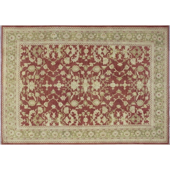 Sun-Faded Abdelhalim Rust/Lt. Green Rug, 9'1" x 12'3"