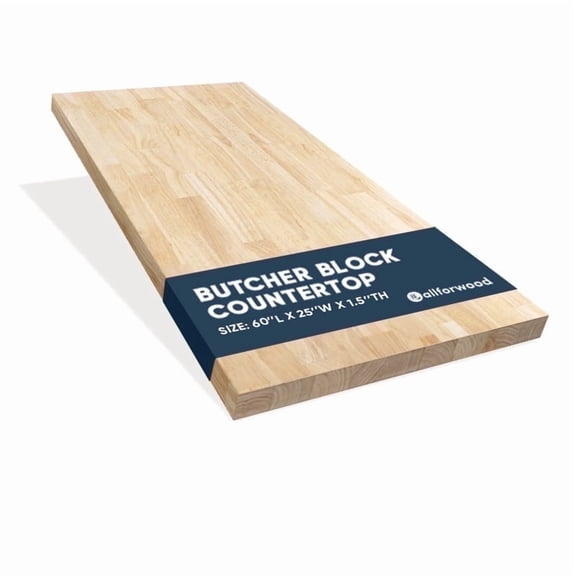 allforwood 60''L x 25''W x 1.5''Th Hevea Solid Wood Butcher Block Countertop, 5ft L x 25" W, 1.5in Thick Unfinished Butcher Block Table Top for DIY Washer Dryer/Island/Kitchen Countertop