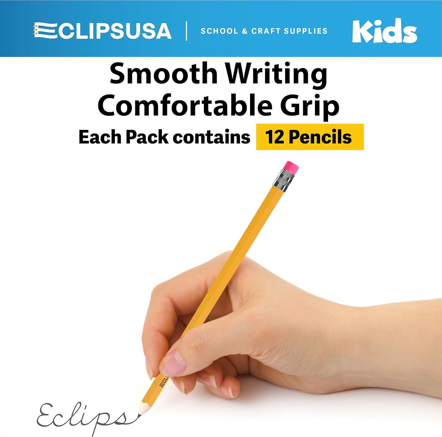 E-CLIPS USA #2 Pencils, HB Graphite Woodcased Pre Sharpened Pencils, 24 Boxes
